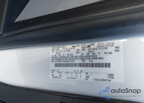 2017 Ford Transit-250 z USA, uszkodzony, nr VIN 1FTYR2YM4HKA71987